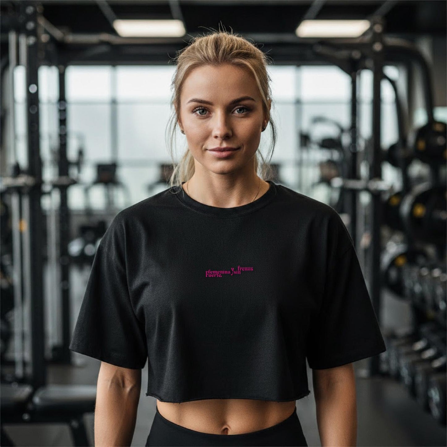 Crop Top Oversize – Rosa y Negro | PowerTiger