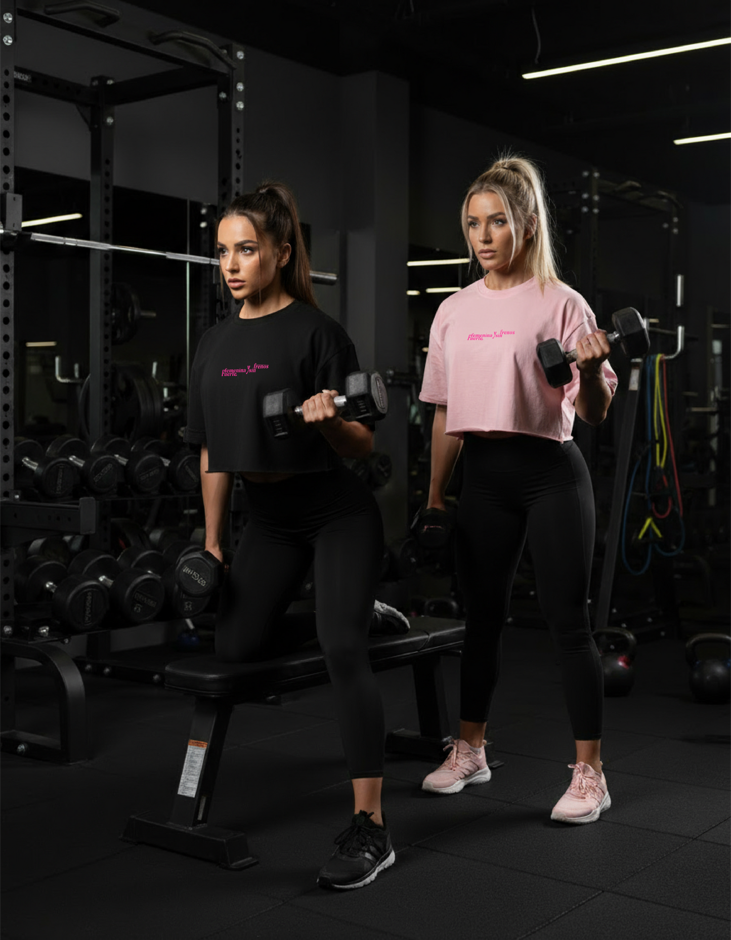 Crop Top Oversize – Rosa y Negro | PowerTiger